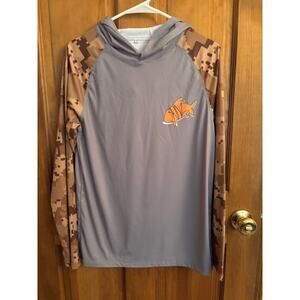 Fish Sherpa Gray Long Sleeve Hoodie Size Small - 100% Polyester